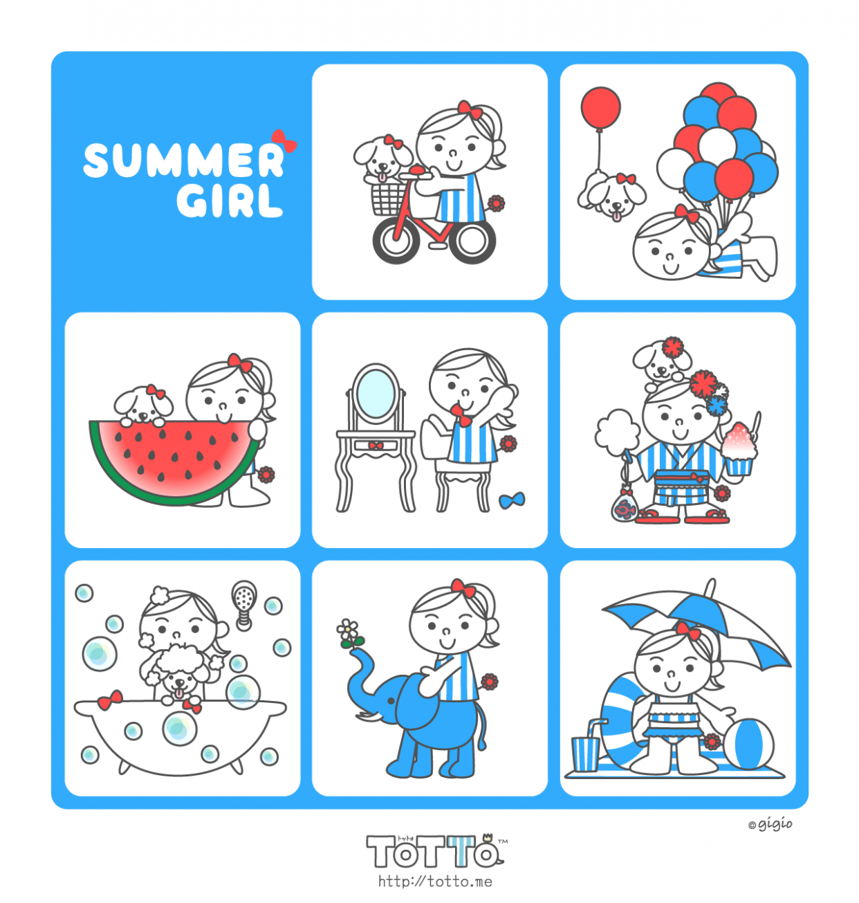 LINE Stickers - SUMMER RIBBON GIRL